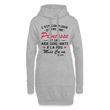 Prinzessin und Pflegerin - Hoodie-Kleid - Grau meliert - Vorne