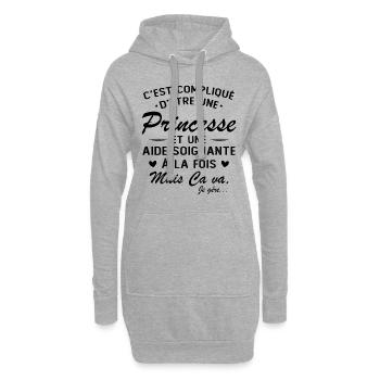 Prinzessin und Pflegerin - Hoodie-Kleid - Grau meliert - Vorne