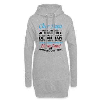 Originelle Schwangerschaftsanzeige für werdende Väter - Hoodie-Kleid - Grau meliert - Vorne