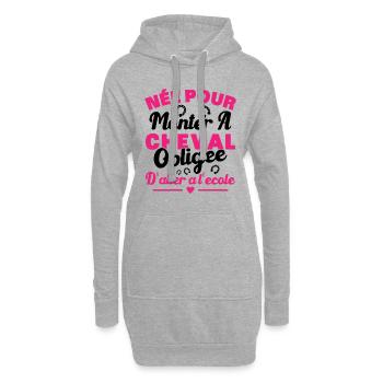 Geboren, um ein Pferd zu reiten, gezwungen, zur Schule zu gehen - Hoodie-Kleid - Grau meliert - Vorne