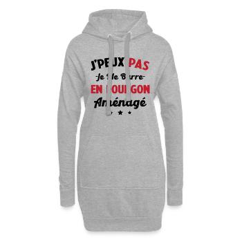 J'peux pas j me barre en fourgon aménagé - Sweat-shirt à capuche long Femme - gris chiné - Devant