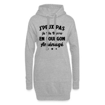 J'peux pas j me barre en fourgon aménagé - Sweat-shirt à capuche long Femme - gris chiné - Devant