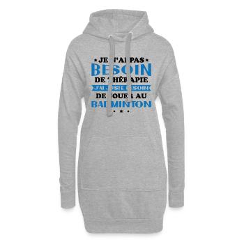 Ich muss nur Badminton spielen Geschenk - Hoodie-Kleid - Grau meliert - Vorne
