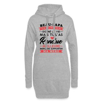 Hübscher Vater hat das Leben nicht geschenkt, aber es wurde besser - Hoodie-Kleid - Grau meliert - Vorne