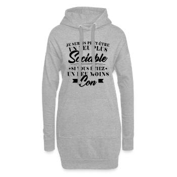 Ich wäre geselliger, wenn du weniger dumm wärst - Hoodie-Kleid - Grau meliert - Vorne