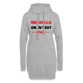 merdella on en veut pas - Sweat-shirt à capuche long Femme - gris chiné - Devant