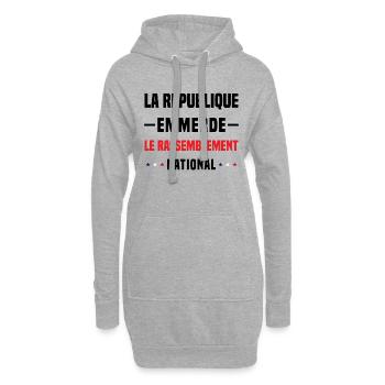 la republique emmerde le rassemblement national - Sweat-shirt à capuche long Femme - gris chiné - Devant