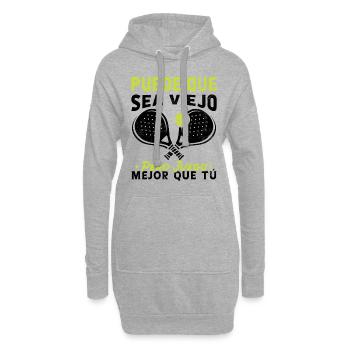 Ich bin zwar alt, aber ich spiele Padel-Tennis besser - Hoodie-Kleid - Grau meliert - Vorne