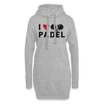 I Love Padel Valentinstag für den Padel-Spieler - Hoodie-Kleid - Grau meliert - Vorne