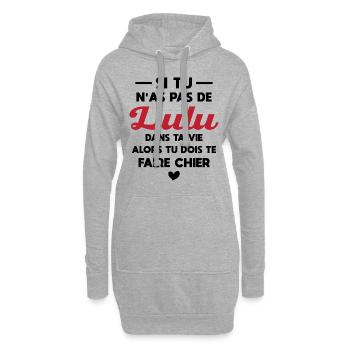 Si Tu N as Pas De Lulu Dans Ta Vie Cadeau - Sweat-shirt à capuche long Femme - gris chiné - Devant