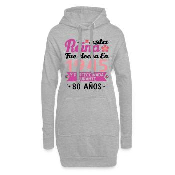80 Jahre Geburtstagsgeschenk Frau aus dem Jahr 1945 - Hoodie-Kleid - Grau meliert - Vorne
