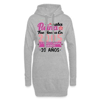 20 Jahre Geburtstagsgeschenk Frau aus dem Jahr 2005 - Hoodie-Kleid - Grau meliert - Vorne