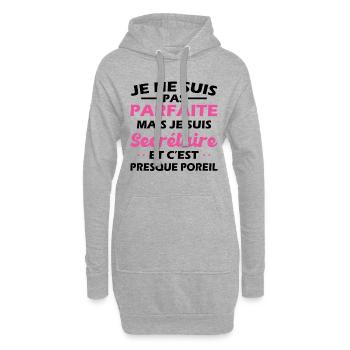Nicht perfekt, aber ich bin Sekretärin Frau Geschenk - Hoodie-Kleid - Grau meliert - Vorne
