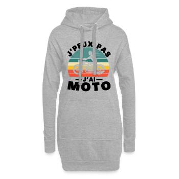 Je peux pas j ai Moto Humour cadeau - Sweat-shirt à capuche long Femme - gris chiné - Devant
