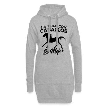 Das Leben mit Pferden ist besser - Hoodie-Kleid - Grau meliert - Vorne