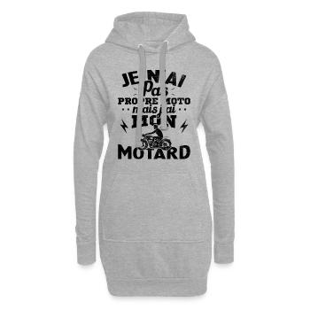 Je n'ai pas propre moto mais j'ai mon motard - Sweat-shirt à capuche long Femme - gris chiné - Devant