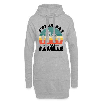 Je peux pas j'ai Famille Humour cadeau - Sweat-shirt à capuche long Femme - gris chiné - Devant