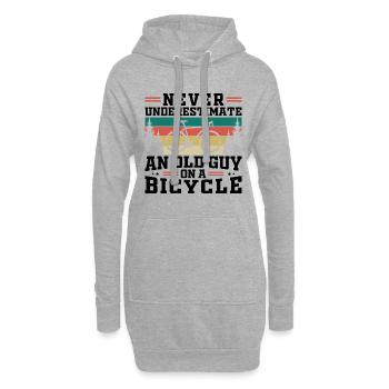 Unterschätzen Sie niemals einen alten Mann auf einem Fahrrad - Hoodie-Kleid - Grau meliert - Vorne