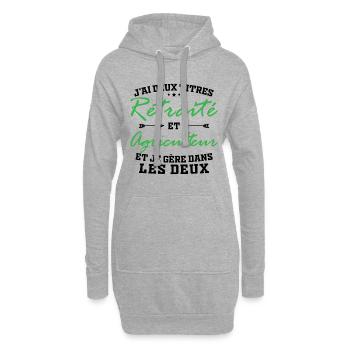 Zwei Titel: Retired und Farmer Man Gift - Hoodie-Kleid - Grau meliert - Vorne