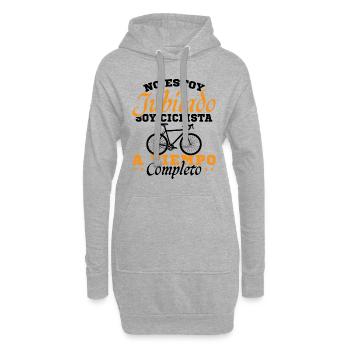 Ich bin Vollzeit-Radfahrer - Hoodie-Kleid - Grau meliert - Vorne