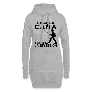 Le pêcheur sort la canne et le plaisir commence - Sweat-shirt à capuche long Femme - gris chiné - Devant
