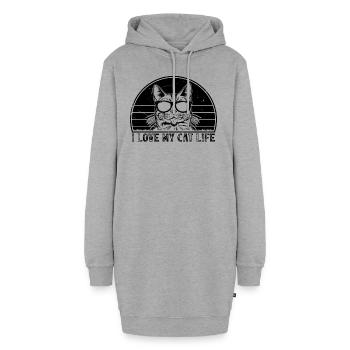 Drôle de propriétaire de chat - J’aime ma vie de chat - Sweat-shirt à capuche long Femme - gris chiné - Devant