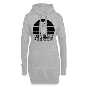 Amoureux des chats Drôles de chats que j’aime vraiment - Sweat-shirt à capuche long Femme - gris chiné - Devant