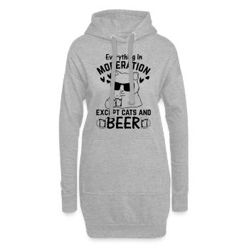 Tout avec modération sauf les chats et la bière I Funny Cat - Sweat-shirt à capuche long Femme - gris chiné - Devant