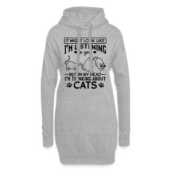 Propriétaire de chat Amoureux des chats Chats mignons I - Sweat-shirt à capuche long Femme - gris chiné - Devant
