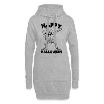 Squelette d’Halloween avec citrouille - Joyeux Halloween - Sweat-shirt à capuche long Femme - gris chiné - Devant