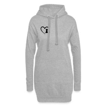 Chien Chiot Chien Chat Coeur Chien Amoureux - Chat & Chien - Sweat-shirt à capuche long Femme - gris chiné - Devant
