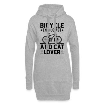 VTT, cycliste, passionné de vélo et chat - Sweat-shirt à capuche long Femme - gris chiné - Devant