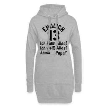 13. Geburtstag 13 Jahre Mädchen I Endlich 13 Ich K - Hoodie-Kleid - Grau meliert - Vorne