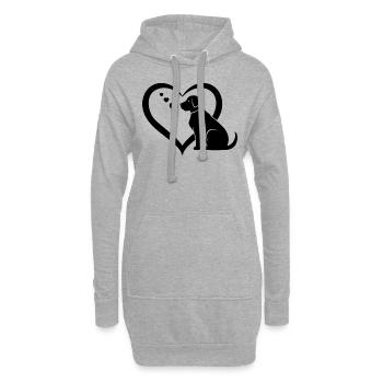 Dog With Heart Dog Lover Dog Owner Dog Puppy Cute - Hoodie-Kleid - Grau meliert - Vorne