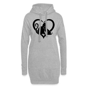Funny Cat & Dog Heart - Dog and Cat Lover Dog Love - Hoodie-Kleid - Grau meliert - Vorne