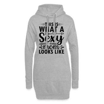 Voici à quoi ressemble une maman sexy - Fête des mères - Sweat-shirt à capuche long Femme - gris chiné - Devant