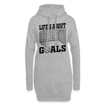 Life's About Goals Soccer Quotes - Soccer Player - Hoodie-Kleid - Grau meliert - Vorne