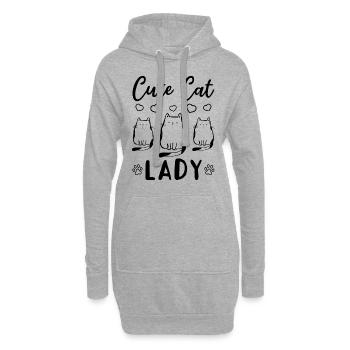 Cat Lover Cat Owner Cute Cat Girl - Cute Cat Lady - Hoodie-Kleid - Grau meliert - Vorne