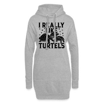 I Really Like Turtles Sea Turtle Lover Cute Turtle - Hoodie-Kleid - Grau meliert - Vorne