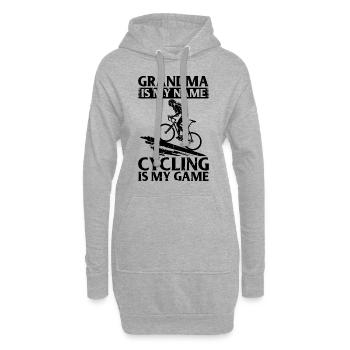 Vélo de route Grand-mère est mon nom Le vélo est mon jeu - Sweat-shirt à capuche long Femme - gris chiné - Devant