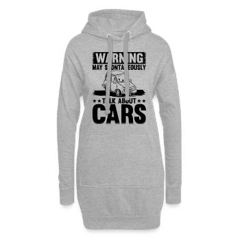 Voiture - Avertissement Peut parler spontanément de voitures - Sweat-shirt à capuche long Femme - gris chiné - Devant