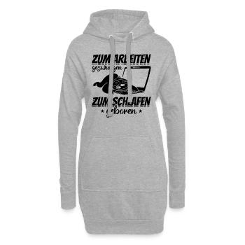 Zum Arbeiten Gezwungen Zum Schlafen Geboren - Faul - Hoodie-Kleid - Grau meliert - Vorne