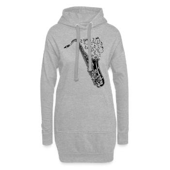 Saxophone avec chats Saxophoniste Saxophoniste M - Sweat-shirt à capuche long Femme - gris chiné - Devant