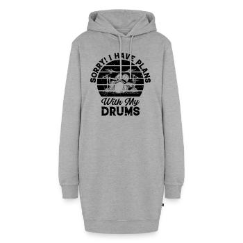 Pardon! J’ai des projets avec ma batterie - Drummer Musici - Sweat-shirt à capuche long Femme - gris chiné - Devant