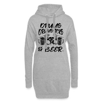 Drums, Drumsticks & Beer - Tambour Instrument - Sweat-shirt à capuche long Femme - gris chiné - Devant