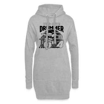 This Cute Drummer Is 4 Years Old - Birthday Drumme - Hoodie Dress - heather grey - Front