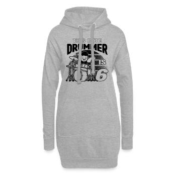This Cute Drummer Is 6 Years Old - Birthday Drumme - Hoodie Dress - heather grey - Front