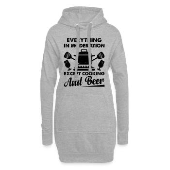 Tout avec modération sauf la cuisine et la bière - Sweat-shirt à capuche long Femme - gris chiné - Devant