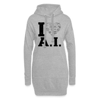 I Love Ai - Artificial Intelligence Machine Learni - Hoodie-Kleid - Grau meliert - Vorne