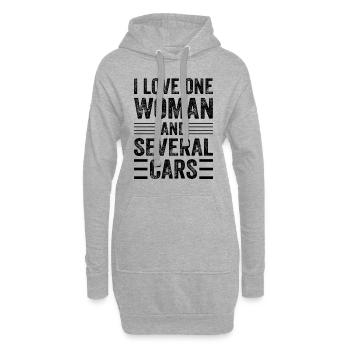 J’aime une femme et plusieurs voitures - Mécanicien automobile - Sweat-shirt à capuche long Femme - gris chiné - Devant